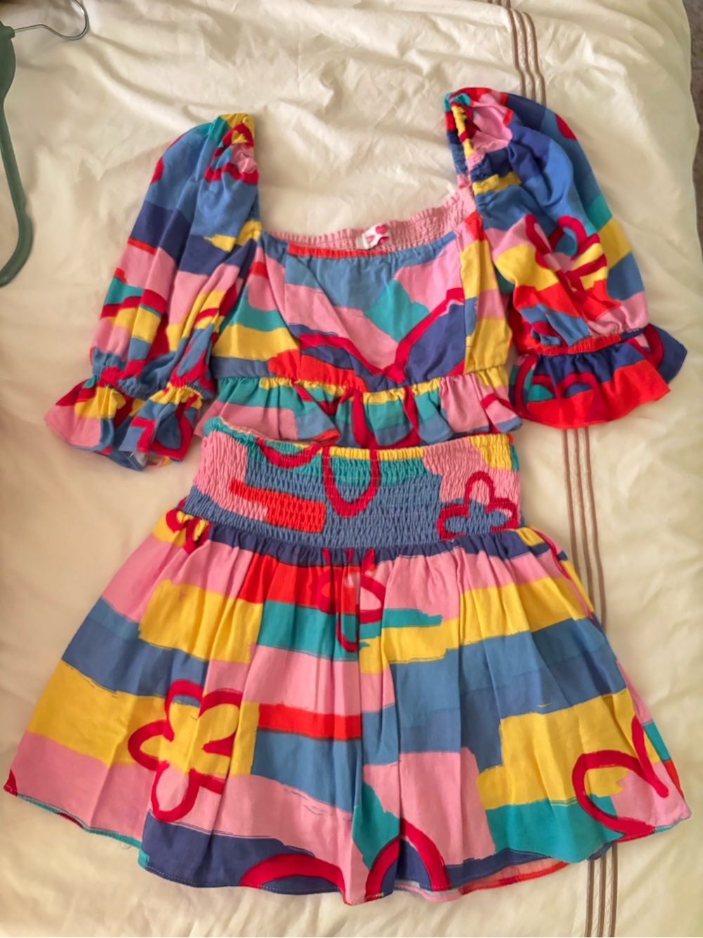Buddy Love Multicolor Floral Stripe Two-Piece Set - Pink Blue Yellow Red